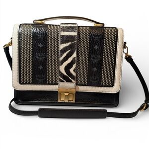 MCM Studded Visetos Funky Zebra Satchel / Little Veronika Top Handle Bag